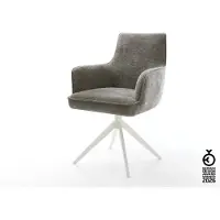 DELIFE Drehstuhl Heira-Flex mit Armlehnen Bouclé Soft Schlamm Kreuzgestell breit Weiß 360° drehbar Wippfunktion Taschenfederkern