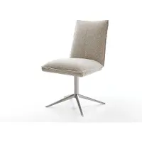 DELIFE Drehstuhl Lelio-Flex Webstoff Soft Beige Fußkreuz Edelstahl 360° drehbar Wippfunktion Taschenfederkern