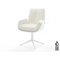 DELIFE Drehstuhl Clea-Flex Bouclé Soft Beige Fußkreuz Weiß 360° drehbar Wippfunktion