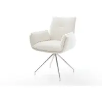 DELIFE Esszimmerstuhl Nela-Flex Bouclé Soft Beige Kreuzgestell konisch Edelstahl