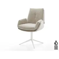 DELIFE Drehstuhl Clea-Flex Webstoff Soft Beige Fußkreuz Weiß 360° drehbar Wippfunktion