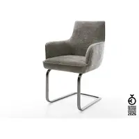 DELIFE Freischwinger Heira-Flex mit Armlehnen Bouclé Soft Schlamm Freischwinger flach Graphit Taschenfederkern