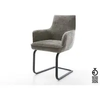 DELIFE Freischwinger Heira-Flex mit Armlehnen Bouclé Soft Schlamm Freischwinger flach Schwarz Taschenfederkern