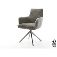 DELIFE Drehstuhl Heira-Flex mit Armlehnen Bouclé Soft Schlamm Kreuzgestell breit Graphit 360° drehbar Wippfunktion Taschenfederkern