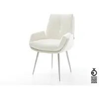 DELIFE Esszimmerstuhl Clea-Flex Bouclé Soft Beige 4-Fuß konisch Edelstahl
