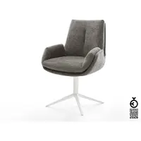 DELIFE Drehstuhl Clea-Flex Bouclé Soft Schlamm Fußkreuz Weiß 360° drehbar Wippfunktion