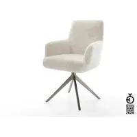 DELIFE Drehstuhl Heira-Flex mit Armlehnen Plüsch Creme-Weiß Kreuzgestell breit Graphit 360° drehbar Wippfunktion Taschenfederkern