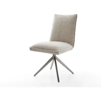 DELIFE Drehstuhl Lelio-Flex Webstoff Soft Beige Kreuzgestell breit Graphit 360° drehbar Wippfunktion Taschenfederkern