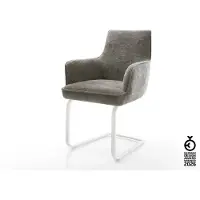 DELIFE Freischwinger Heira-Flex mit Armlehnen Bouclé Soft Schlamm Freischwinger flach Weiß Taschenfederkern