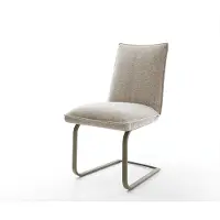 DELIFE Freischwinger Lelio-Flex Webstoff Soft Beige Freischwinger flach Effektfinish Titan Taschenfederkern