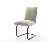 DELIFE Freischwinger Lelio-Flex Webstoff Soft Beige Freischwinger flach Schwarz Taschenfederkern