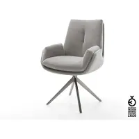 DELIFE Drehstuhl Clea-Flex Strukturstoff Soft Grau Kreuzgestell breit Graphit 360° drehbar Wippfunktion