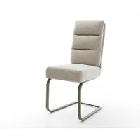 DELIFE Freischwinger Pela-Flex Webstoff Soft Beige Freischwinger flach Effektfinish Titan Taschenfederkern