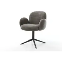 DELIFE Drehstuhl Nube-Flex mit Armlehnen Bouclé Soft Schlamm Fußkreuz Schwarz 360° drehbar Wippfunktion Taschenfederkern