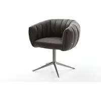DELIFE Drehstuhl Jada-Flex Mikrofaser Anthrazit Vintage Fußkreuz Graphit 360° drehbar Wippfunktion Taschenfederkern