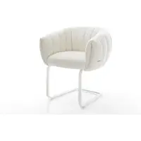 DELIFE Freischwinger Jada-Flex Bouclé Soft Beige Freischwinger flach Weiß Taschenfederkern