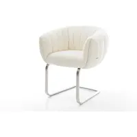 DELIFE Freischwinger Jada-Flex Bouclé Weiß Freischwinger flach Edelstahl Taschenfederkern