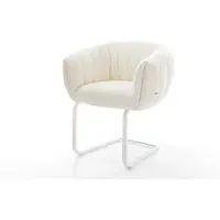 DELIFE Freischwinger Jada-Flex Bouclé Weiß Freischwinger flach Weiß Taschenfederkern