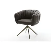 DELIFE Drehstuhl Jada-Flex Mikrofaser Anthrazit Vintage Kreuzgestell breit Effektfinish Titan 360° drehbar Wippfunktion Taschenfederkern