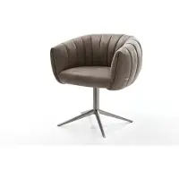 DELIFE Drehstuhl Jada-Flex Mikrofaser Taupe Vintage Fußkreuz Graphit 360° drehbar Wippfunktion Taschenfederkern