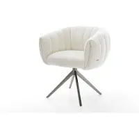 DELIFE Drehstuhl Jada-Flex Bouclé Soft Beige Kreuzgestell breit Graphit 360° drehbar Wippfunktion Taschenfederkern