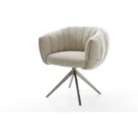 DELIFE Drehstuhl Jada-Flex Webstoff Soft Beige Kreuzgestell breit Graphit 360° drehbar Wippfunktion Taschenfederkern