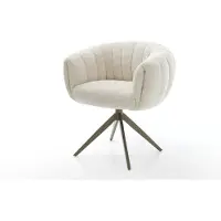DELIFE Drehstuhl Jada-Flex Teddystoff Beige Kreuzgestell breit Effektfinish Titan 360° drehbar Wippfunktion Taschenfederkern