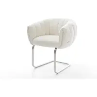 DELIFE Freischwinger Jada-Flex Bouclé Soft Beige Freischwinger flach Edelstahl Taschenfederkern