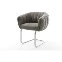 DELIFE Freischwinger Jada-Flex Bouclé Soft Schlamm Freischwinger flach Edelstahl Taschenfederkern