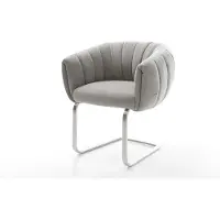 DELIFE Freischwinger Jada-Flex Strukturstoff Soft Grau Freischwinger flach Edelstahl Taschenfederkern