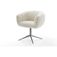 DELIFE Drehstuhl Jada-Flex Teddystoff Beige Fußkreuz Graphit 360° drehbar Wippfunktion Taschenfederkern