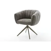 DELIFE Drehstuhl Jada-Flex Bouclé Soft Schlamm Kreuzgestell breit Effektfinish Titan 360° drehbar Wippfunktion Taschenfederkern
