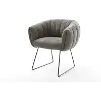 DELIFE Esszimmerstuhl Jada-Flex Bouclé Soft Schlamm Kufengestell Schwarz Taschenfederkern