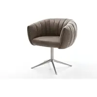 DELIFE Drehstuhl Jada-Flex Mikrofaser Taupe Vintage Fußkreuz Edelstahl 360° drehbar Wippfunktion Taschenfederkern