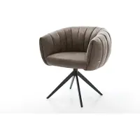 DELIFE Drehstuhl Jada-Flex Mikrofaser Taupe Vintage Kreuzgestell breit Schwarz 360° drehbar Wippfunktion Taschenfederkern