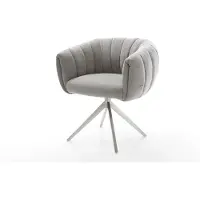 DELIFE Drehstuhl Jada-Flex Strukturstoff Soft Grau Kreuzgestell breit Edelstahl 360° drehbar Wippfunktion Taschenfederkern