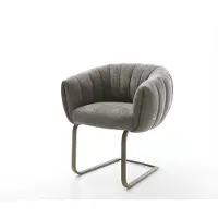 DELIFE Freischwinger Jada-Flex Bouclé Soft Schlamm Freischwinger flach Effektfinish Titan Taschenfederkern