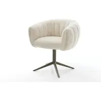 DELIFE Drehstuhl Jada-Flex Plüsch Creme-Weiß Fußkreuz Effektfinish Titan 360° drehbar Wippfunktion Taschenfederkern