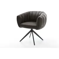 DELIFE Drehstuhl Jada-Flex Mikrofaser Anthrazit Vintage Kreuzgestell breit Schwarz 360° drehbar Wippfunktion Taschenfederkern