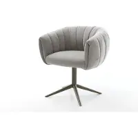 DELIFE Drehstuhl Jada-Flex Strukturstoff Soft Grau Fußkreuz Effektfinish Titan 360° drehbar Wippfunktion Taschenfederkern