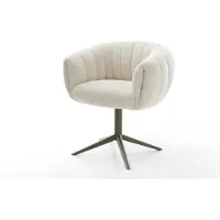 DELIFE Drehstuhl Jada-Flex Teddystoff Beige Fußkreuz Effektfinish Titan 360° drehbar Wippfunktion Taschenfederkern