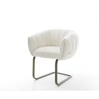 DELIFE Freischwinger Jada-Flex Bouclé Soft Beige Freischwinger flach Effektfinish Titan Taschenfederkern