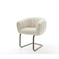 DELIFE Freischwinger Jada-Flex Plüsch Creme-Weiß Freischwinger flach Effektfinish Titan Taschenfederkern
