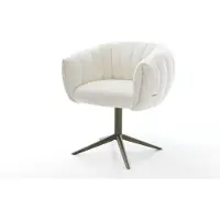 DELIFE Drehstuhl Jada-Flex Bouclé Soft Beige Fußkreuz Effektfinish Titan 360° drehbar Wippfunktion Taschenfederkern