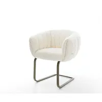 DELIFE Freischwinger Jada-Flex Bouclé Weiß Freischwinger flach Effektfinish Titan Taschenfederkern