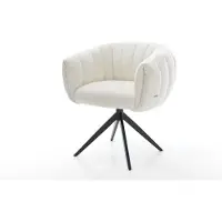 DELIFE Drehstuhl Jada-Flex Bouclé Soft Beige Kreuzgestell breit Schwarz 360° drehbar Wippfunktion Taschenfederkern