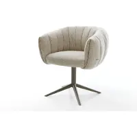 DELIFE Drehstuhl Jada-Flex Webstoff Soft Beige Fußkreuz Effektfinish Titan 360° drehbar Wippfunktion Taschenfederkern
