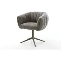 DELIFE Drehstuhl Jada-Flex Bouclé Soft Schlamm Fußkreuz Effektfinish Titan 360° drehbar Wippfunktion Taschenfederkern