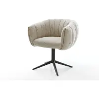 DELIFE Drehstuhl Jada-Flex Webstoff Soft Beige Fußkreuz Schwarz 360° drehbar Wippfunktion Taschenfederkern