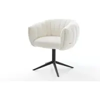DELIFE Drehstuhl Jada-Flex Bouclé Soft Beige Fußkreuz Schwarz 360° drehbar Wippfunktion Taschenfederkern